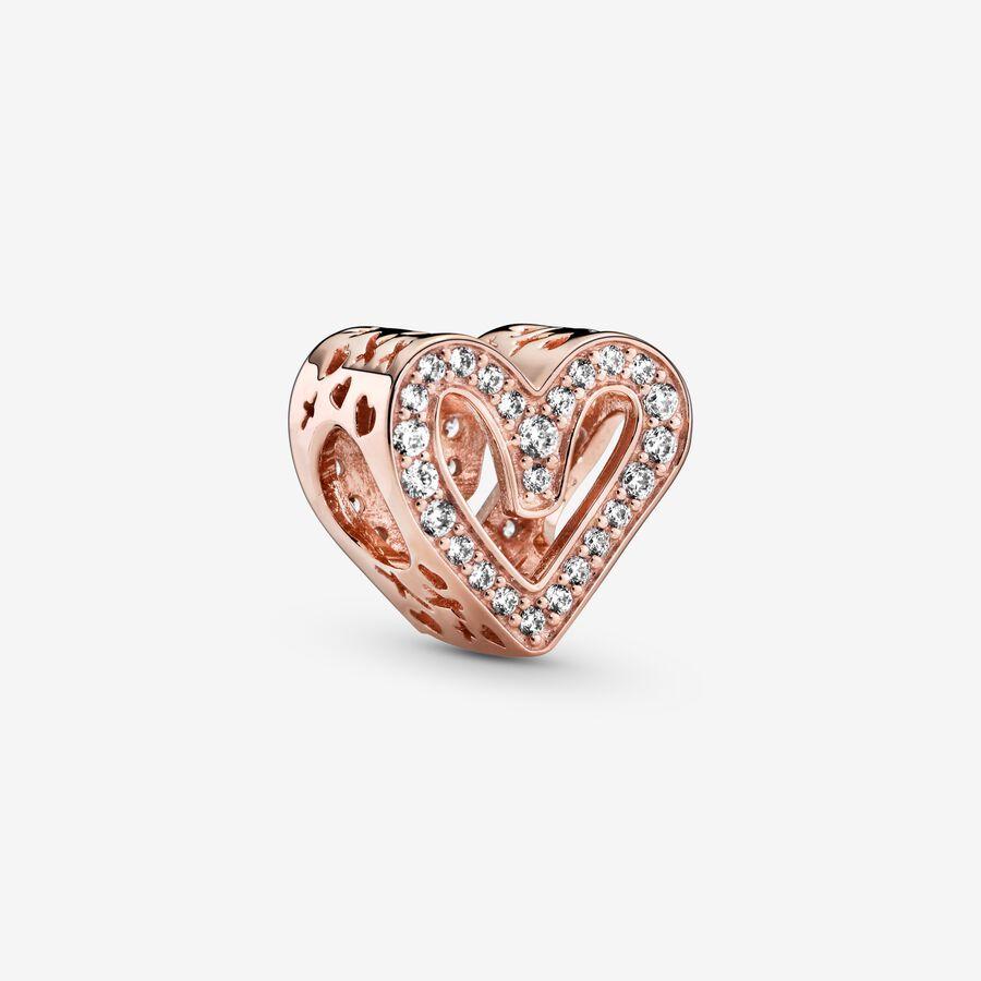 Pandora Charm, Sparkling Freehand Rosè Heart Material: Rosé Gull