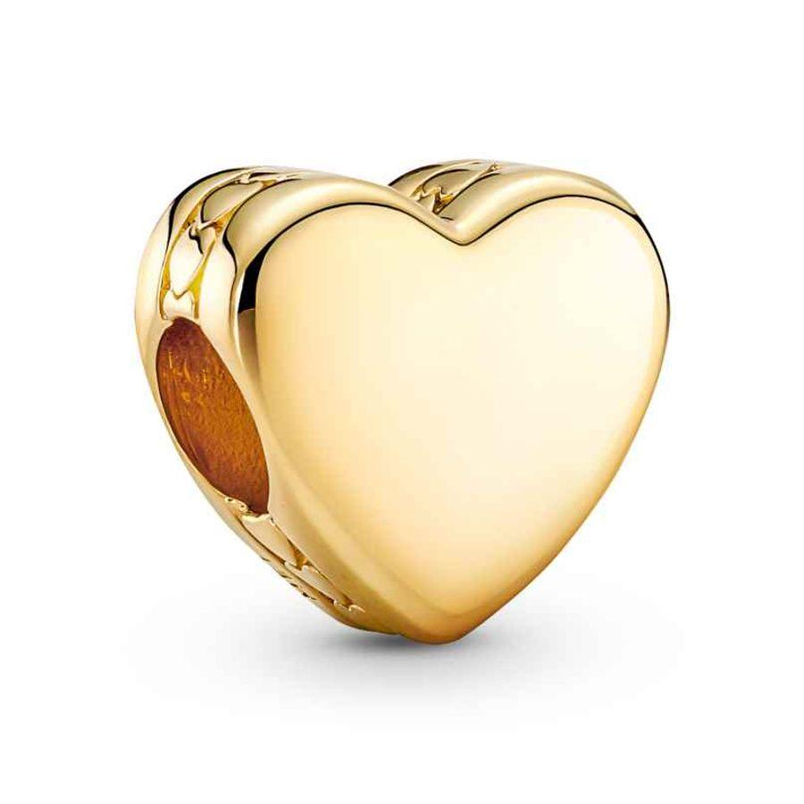 Pandora Charm, Shine Engravable Heart Material: Forgylt Sølv