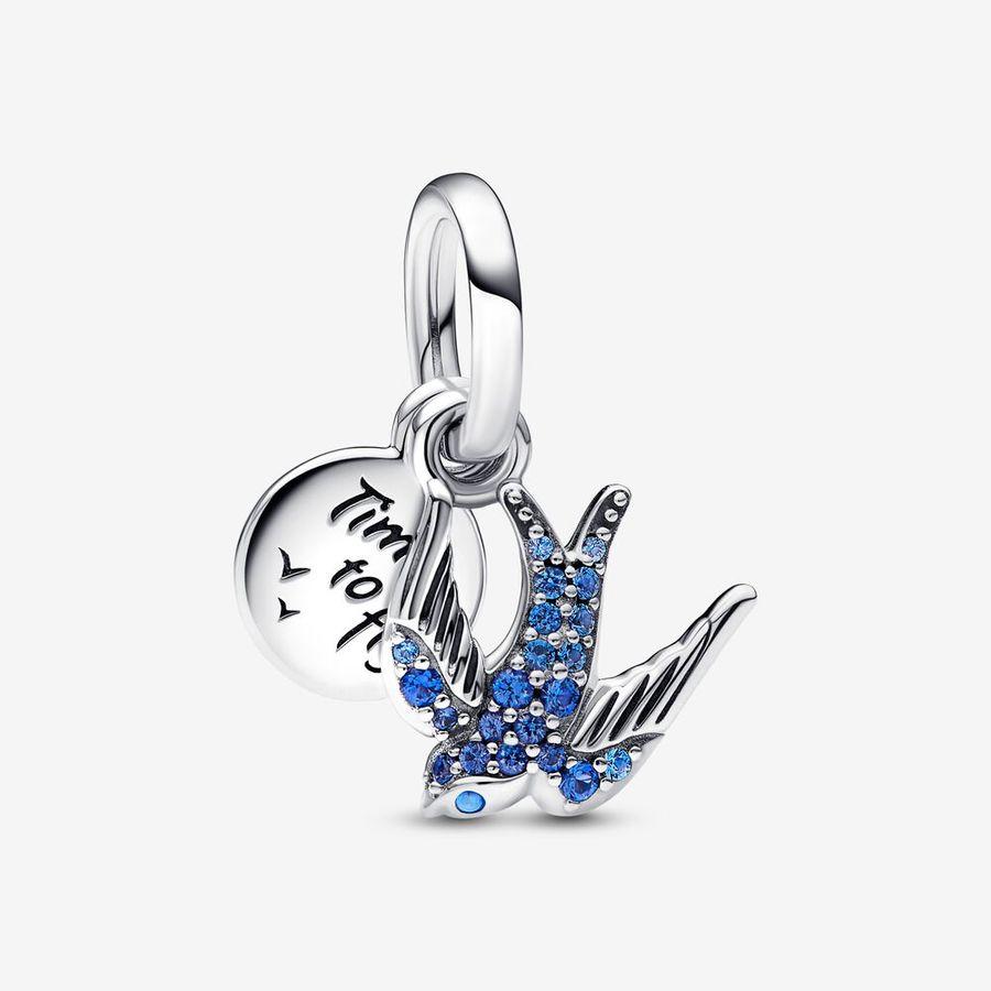 Pandora Charm, Sparkling Swallow & Quote Double Dangle Material: Sølv