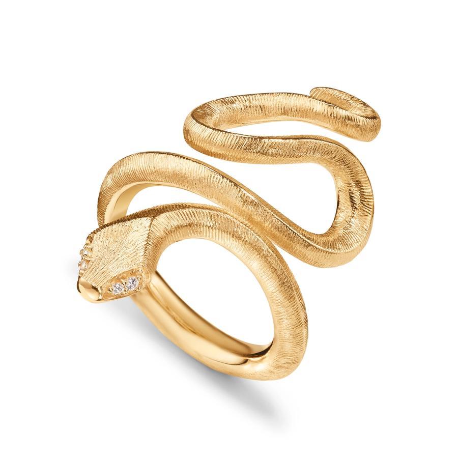 Ole Lynggaard Ring, Snake Medium i Gult Gull Med Diamanter Material: Gult Gull