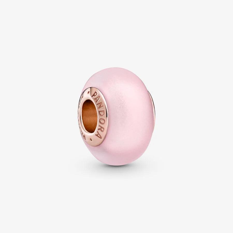 Pandora Charm, Matte Pink Murano Glass Material: Rosé Gull