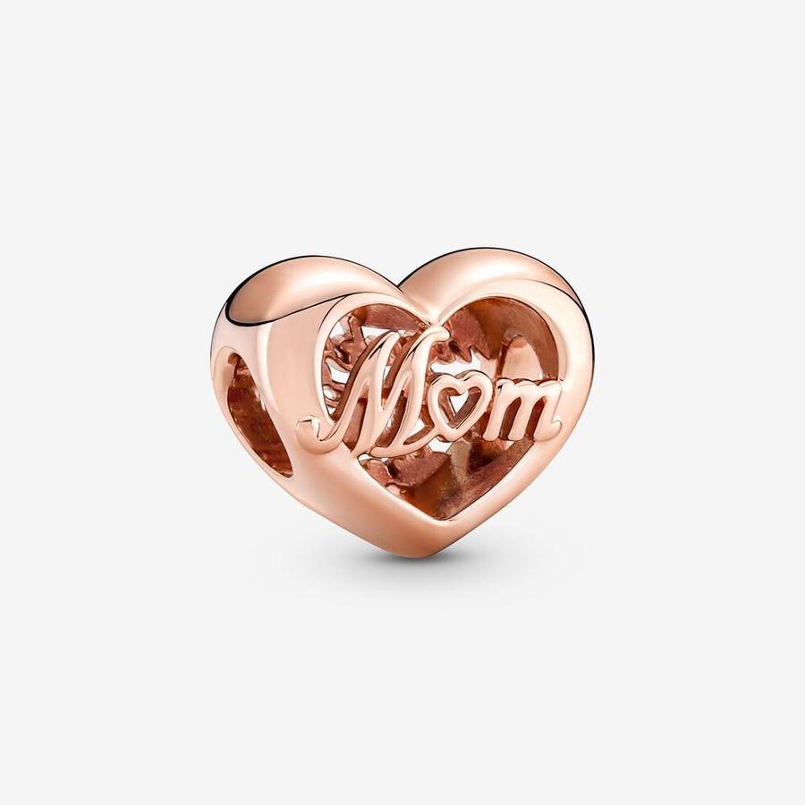Pandora Charm, Rosé Thank You Mum Heart Material: Rosé Gull