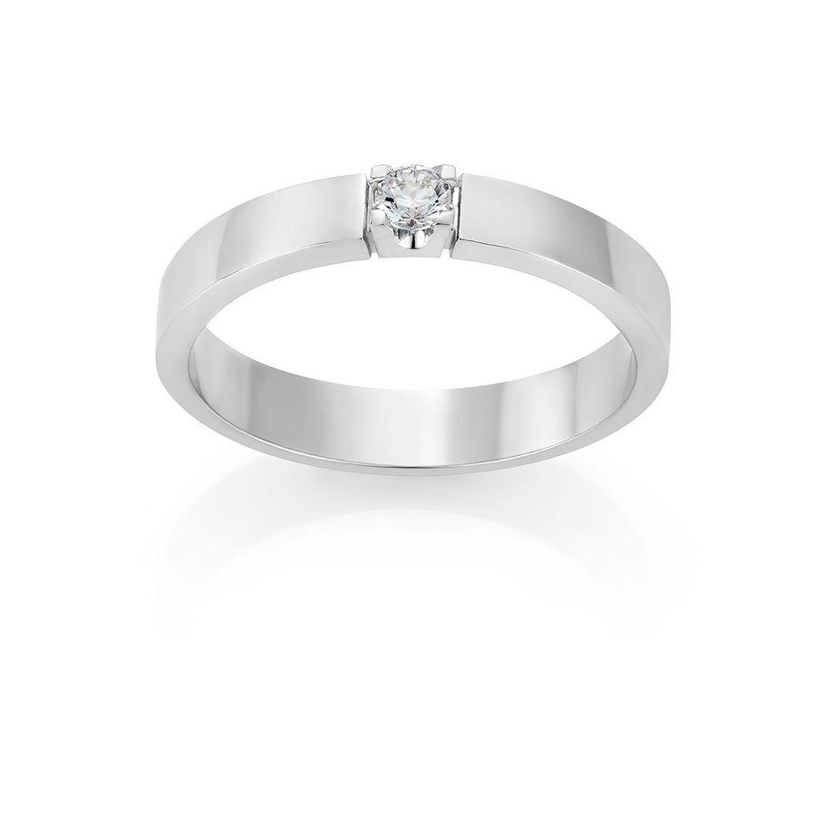 Ring, Allianse i Hvitt Gull Med 1 x 0.10ct TW.VS Diamant Material: Hvitt Gull