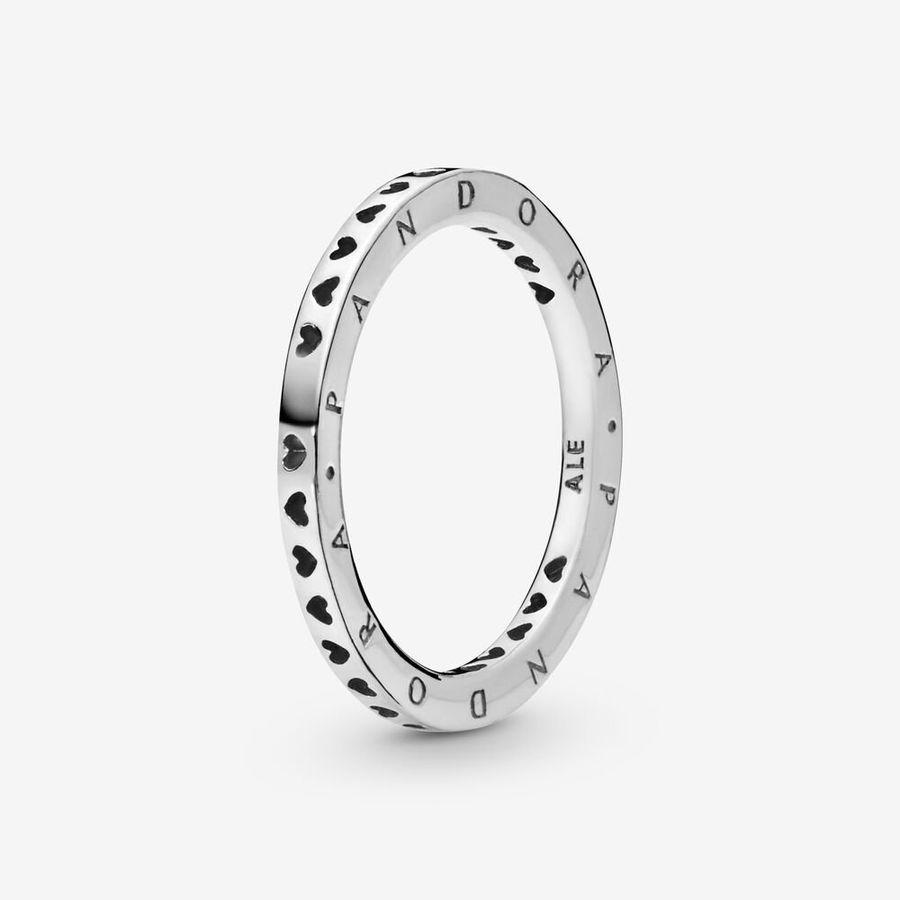Pandora Ring, Hearts & Pandora Logo Material: Sølv