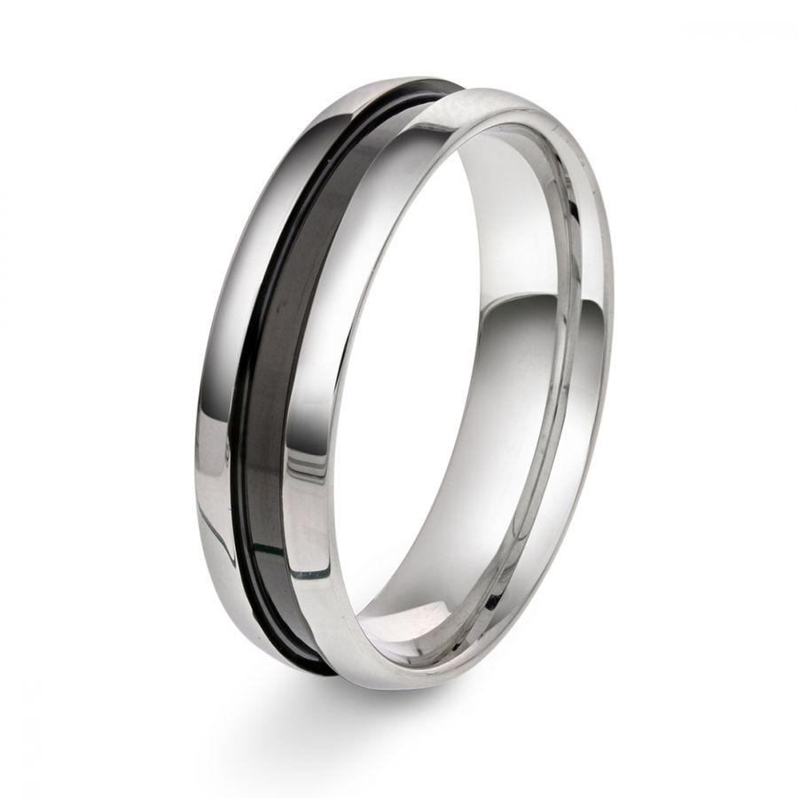 Ring, Sølv Med Sort Stripe (64490) Material: Sølv