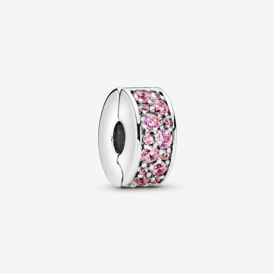 Pandora Charm, Pink Pavé Clip Material: Sølv