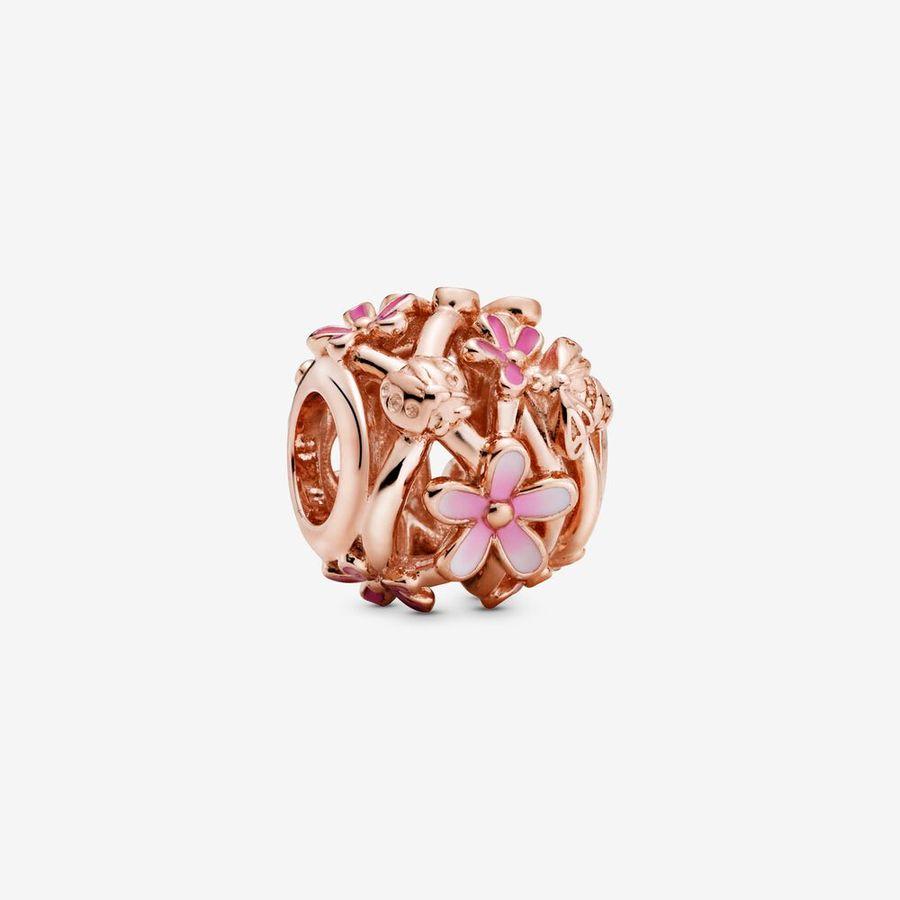Pandora Charm, Rosé Openwork Pink Daisy Flower Material: Rosé Gull
