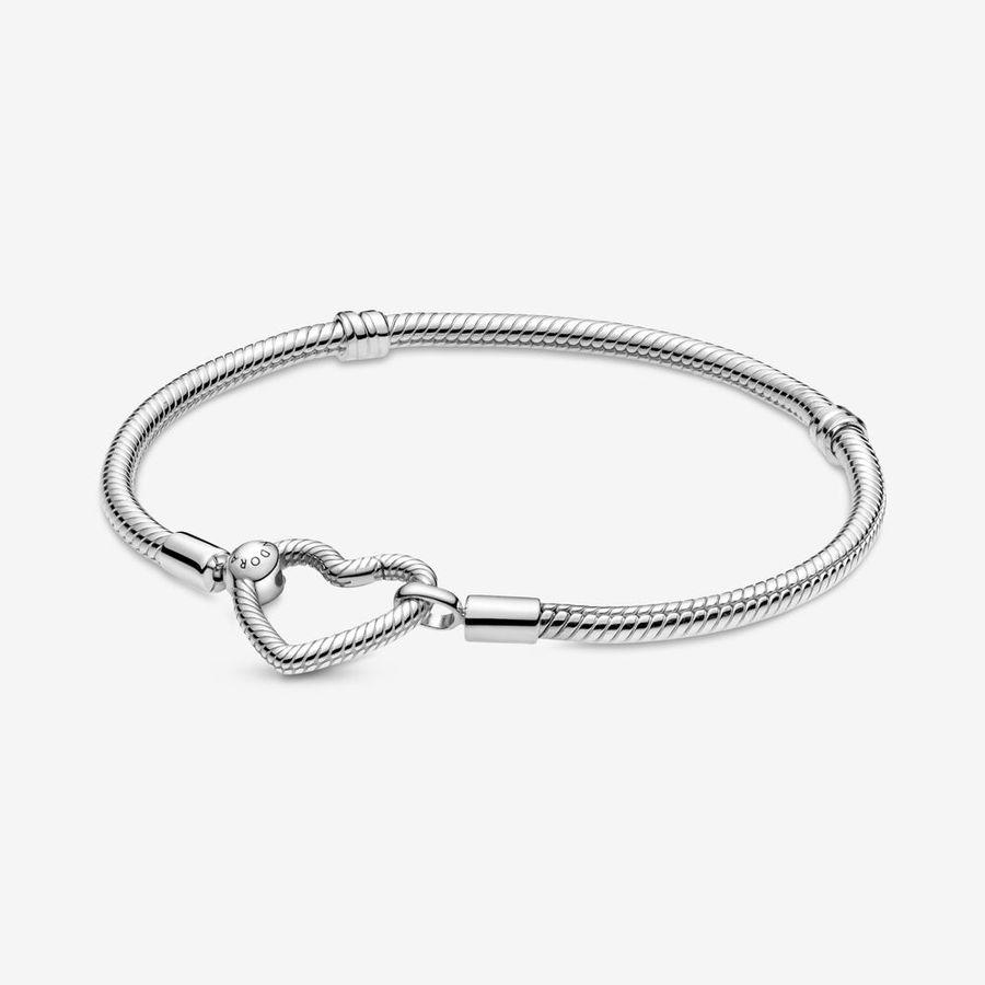Pandora Armbånd, Moments Heart Closure Snake Chain Material: Sølv