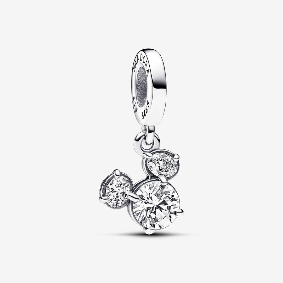 Pandora Charm, Disney Mickey Mouse Sparkling Head Silhouette Dangle Material: Sølv