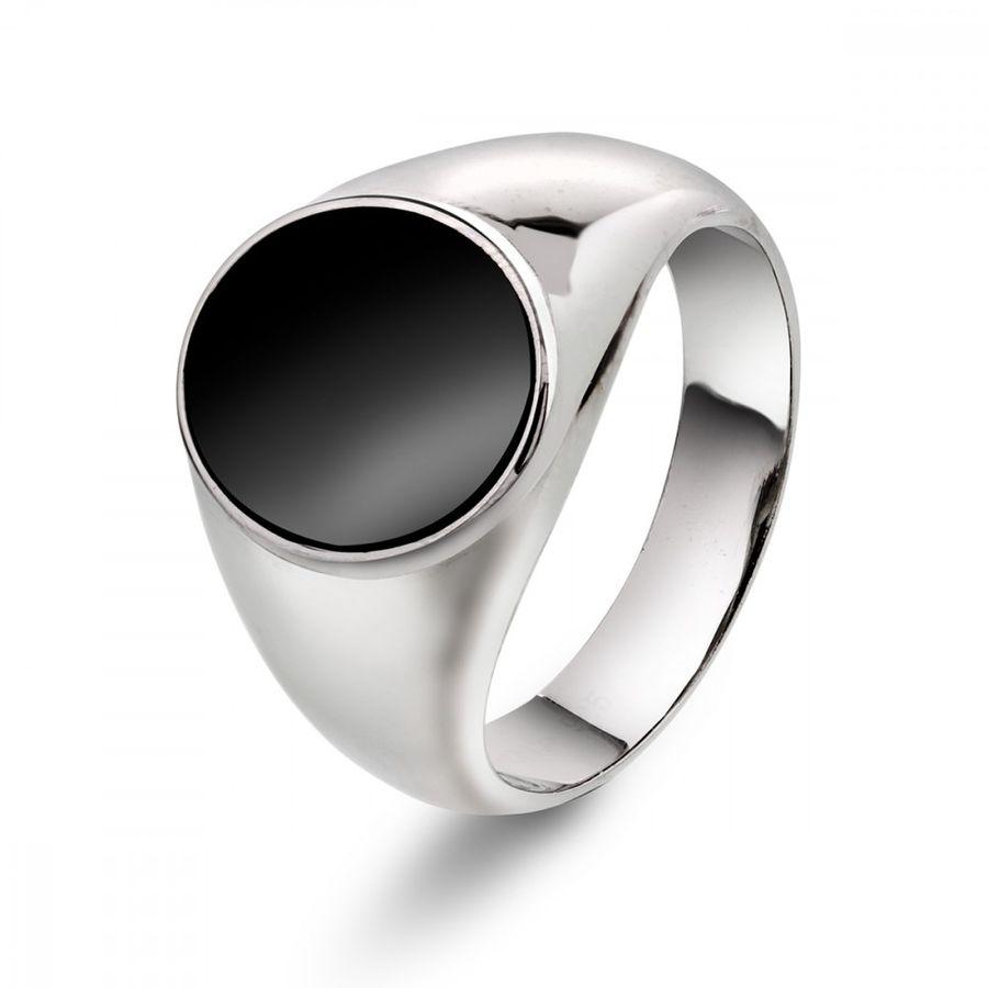 Ring, Signet i Sølv Med Sort Onyx (64514) Material: Sølv