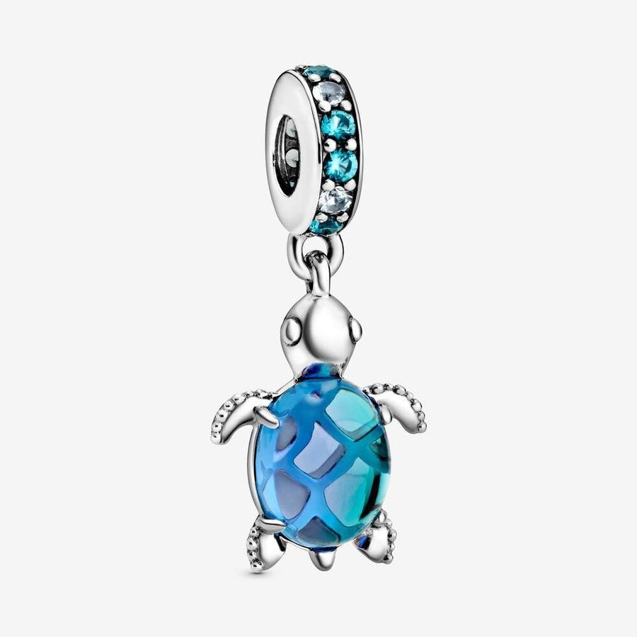 Pandora Charm, Blue Murano Glass Sea Turtle Material: Sølv