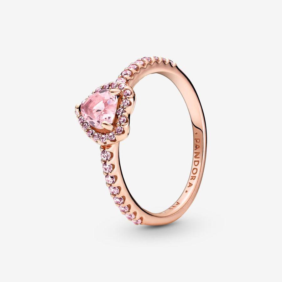 Pandora Ring, Sparkling Elevated Pink Heart Material: Rosé Gull
