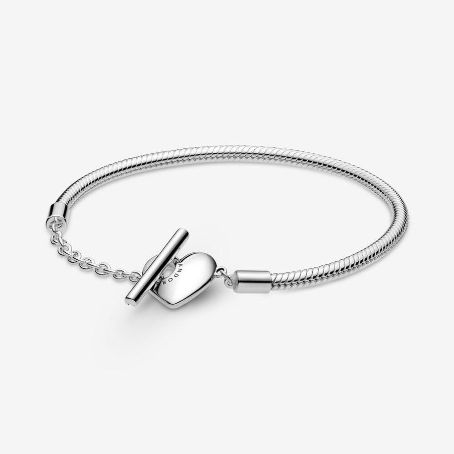 Pandora Armbånd, Moments Heart T-Bar Snake Chain Material: Sølv