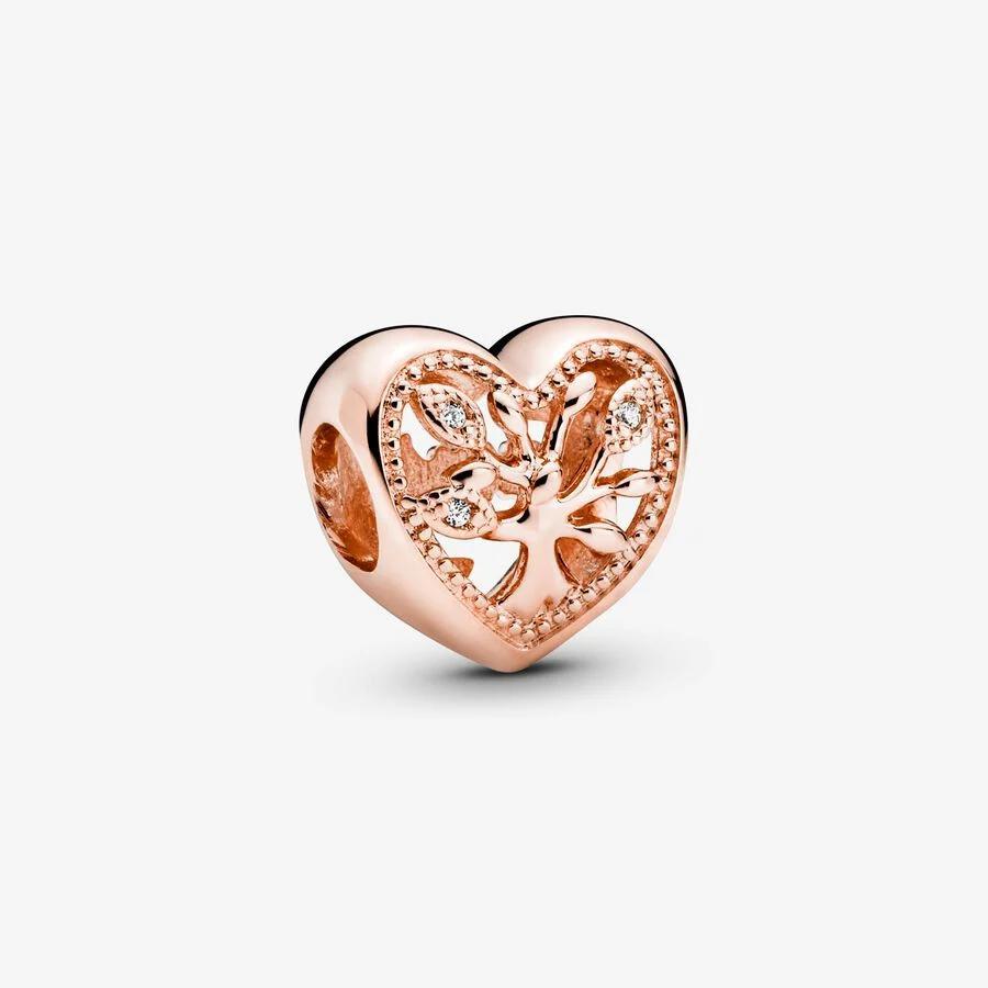 Pandora Charm, Rosè Heart Family Tree Material: Rosé Gull