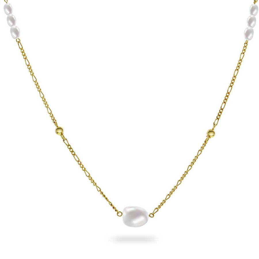 Pan Jewelry Halskjede, Forgylt Sølv m/Perle Material: Forgylt Sølv