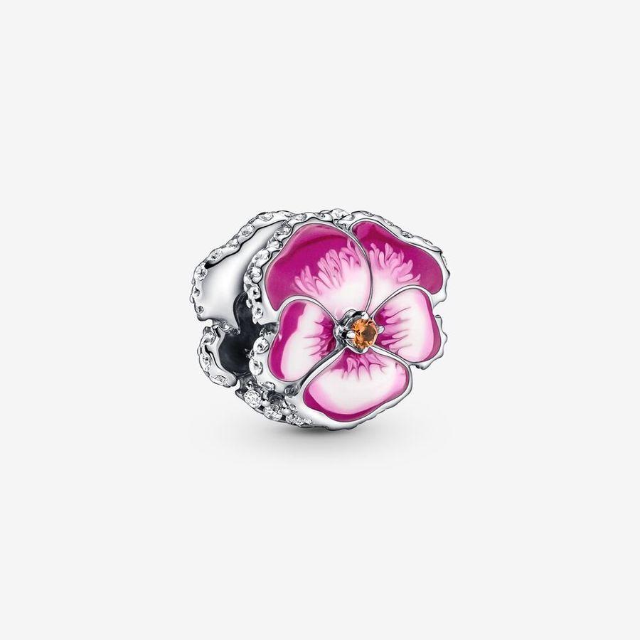 Pandora Charm, Pink Pansy Flower Material: Sølv