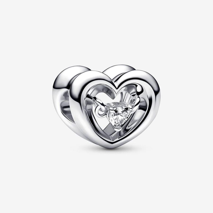 Pandora Charm, Radiant Heart & Floating Stone Material: Sølv