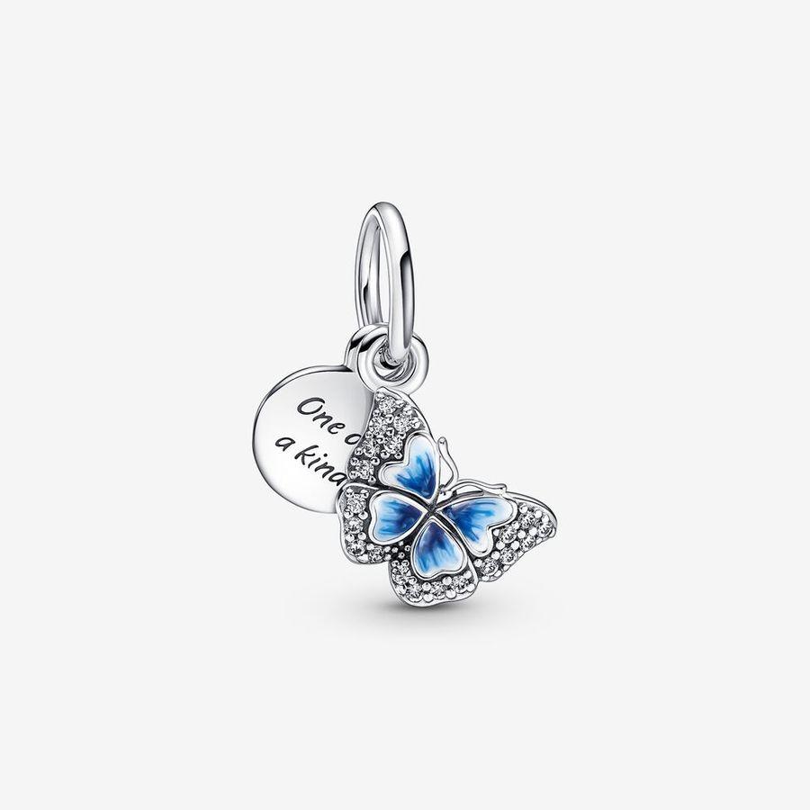 Pandora Charm, Blue Butterfly & Quote Double Material: Sølv