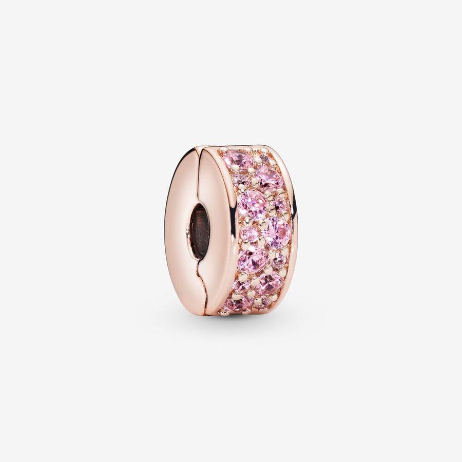 Pandora Charm, Rosé Pink Pavé Clips Material: Rosé Gull