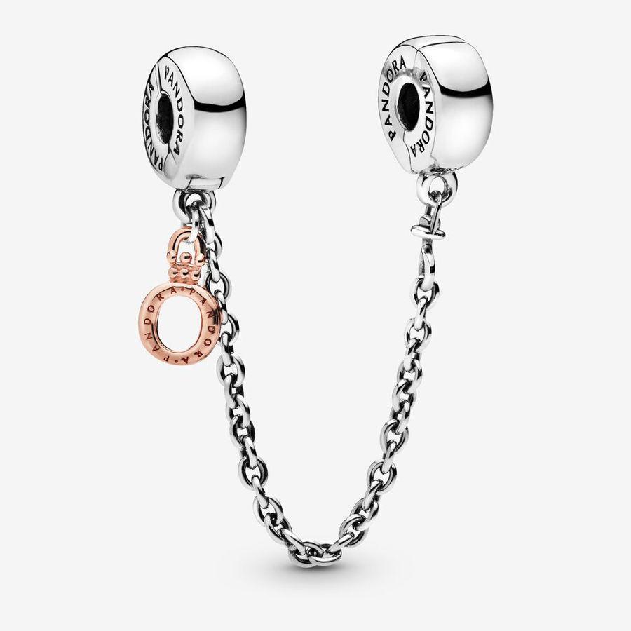 Pandora Charm, Crown O Safety Chain Material: Sølv,Rosé Gull