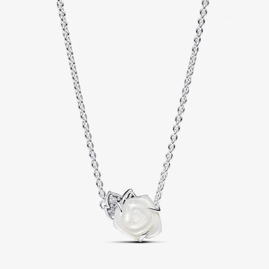 Pandora Halskjede, White Rose in Bloom Collier Material: Sølv
