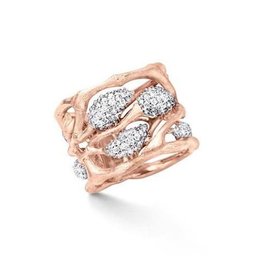 Ole Lynggaard Ring, Forest i Gult Gull Med Diamanter Material: Rosé Gull, Kolleksjon: Forest