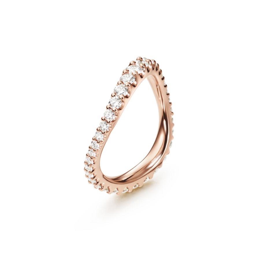 Ole Lynggaard Ring, Love Bands Curved Wide I Rosé Gull Med Diamanter Material: Rosé Gull