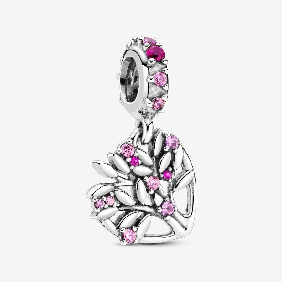 Pandora Charm, Pink Heart Family Tree Material: Sølv