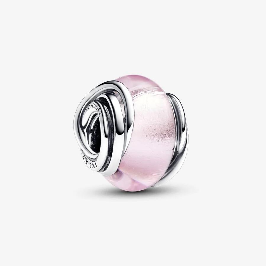 Pandora Charm, Encircled Pink Murano Glass Material: Sølv