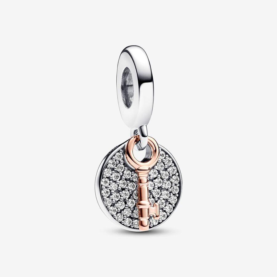 Pandora Charm, Two-tone Key to Happiness Double Dangle  Material: Sølv,Rosé Gull