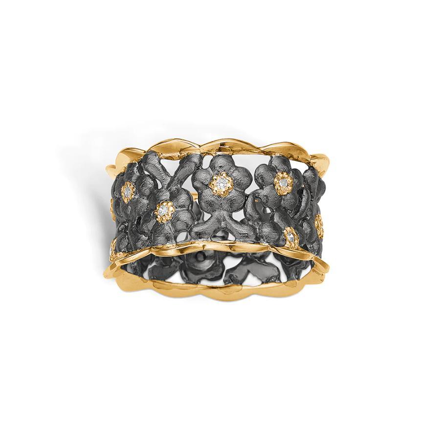 Blossom Copenhagen Ring, Oksidert & Forgylt Sølv Med Hvite Zirkonia (25621115) Material: Oksidert Sølv